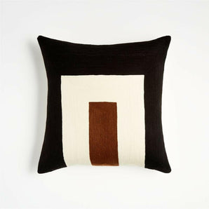 Shinola Michigan 18" Black Embroidered Pillow Cover with Down-Alternative Insert