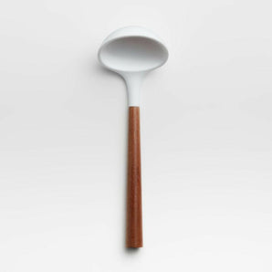 White Silicone Ladle with Acacia Wood Handle