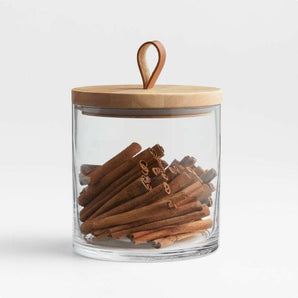 Tomos Small Glass Canister with Wood Lid