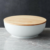 Merge Porcelain Serving Bowl with Wood Lid.