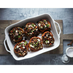 Marin 12"x8.5" White Medium Baker with Handles.