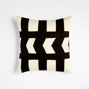 Shinola Makers 18" Black and White Pillow Cover with Down-Alternative Insert