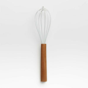 White Silicone Whisk with Acacia Wood Handle