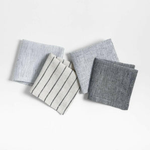 Suits Navy Linen Cocktail Napkins, Set of 4.
