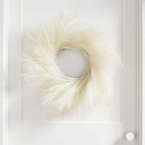 Faux White Pampas Grass Wreath 28".