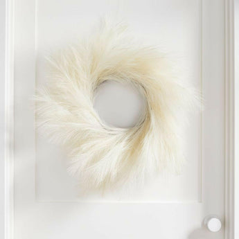 Faux White Pampas Grass Wreath 28".