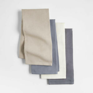 Crepe Weave Tonal Grey Dish Towels, Set of 4.