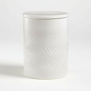 Fern White Ceramic Canister
