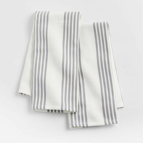 Cuisine Stripe Alloy Grey Dish Towels, Set of 2.