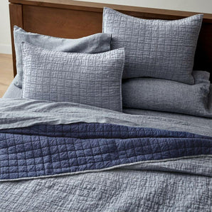 Blue Belgian Flax Linen Quilt.