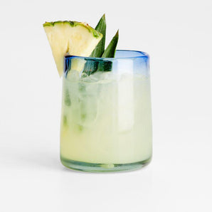 Pacifico Blue Rim Double Old-Fashioned Glass..