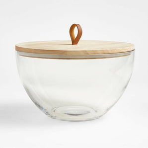 Tomos Glass Bowl with Wood Lid