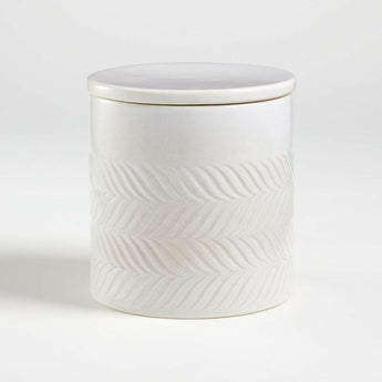 Fern White Ceramic Canister.