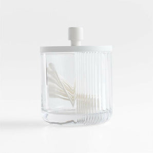 Ribbed White Glass Canister.