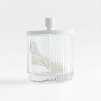 Ribbed White Glass Canister.