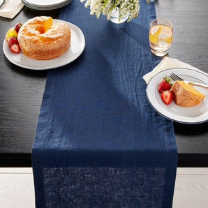 Marin Indigo Blue Linen 90" Table Runner.