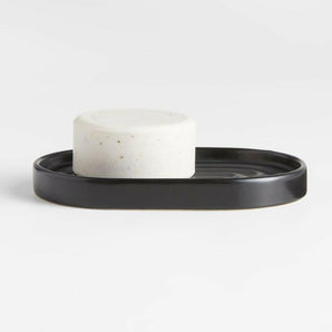 Chet Black Ceramic Soap Dish/Sponge Holder