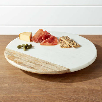 Wood and Marble Lazy Susan.