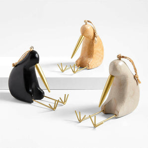 Black Wood Kiwi Bird Christmas Tree Ornament